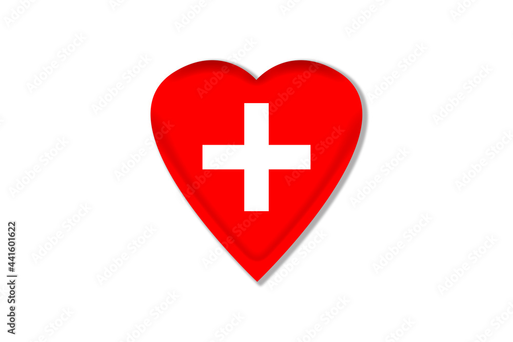Illustration of the white cross in a heart Illustration of the white cross in a heart