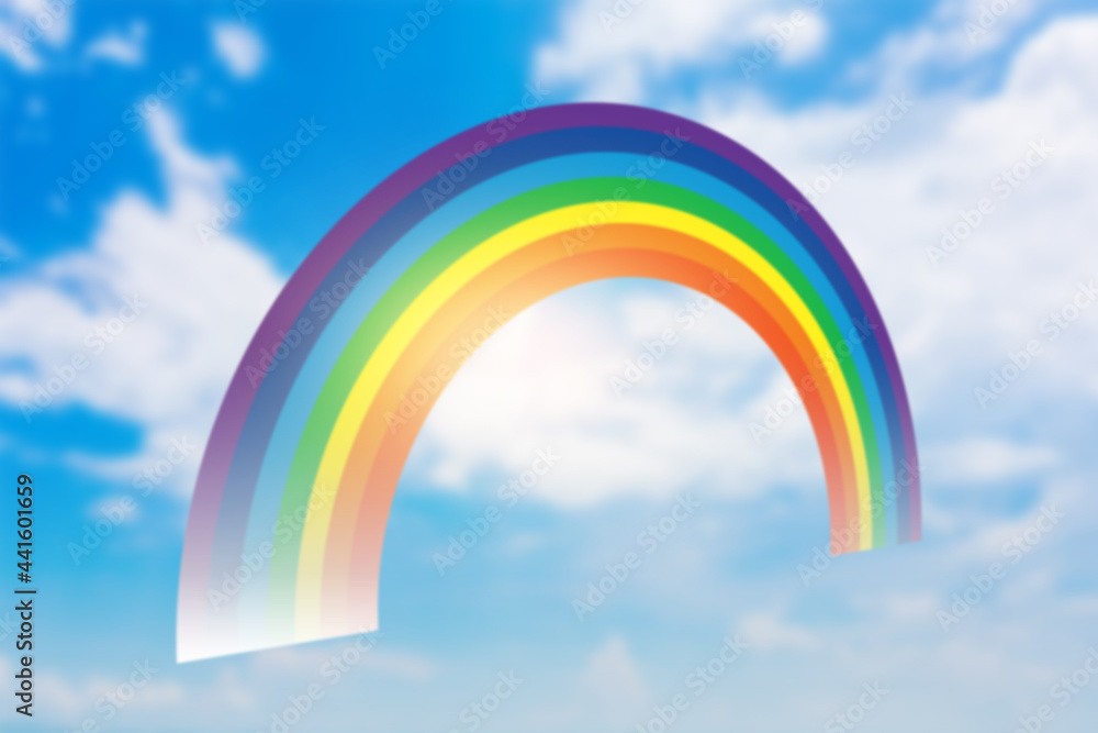 Illustration of rainbow and clouds in summer Illustration of rainbow and clouds in summer
