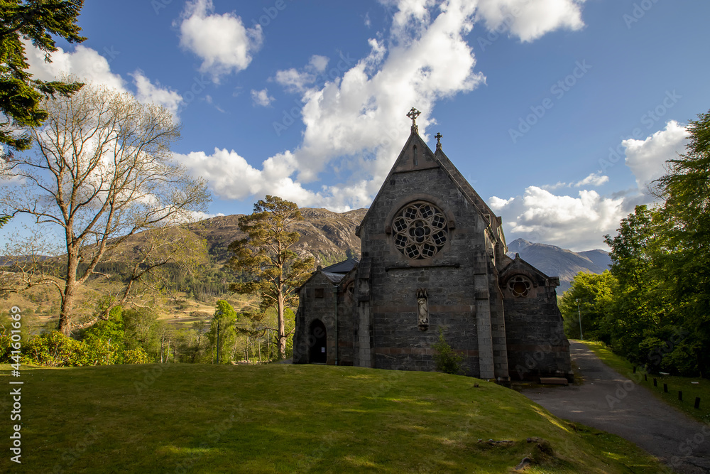 St Mary and St Finnan Catholic Church in Glenfinnan, Scottish Highlands, UK