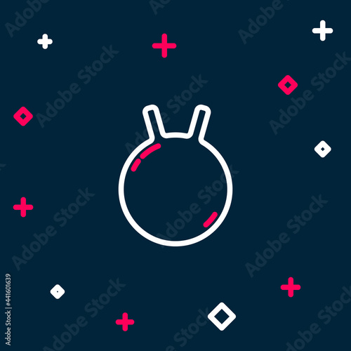 Line Kettlebell icon isolated on blue background. Sport equipment. Colorful outline concept. Vector