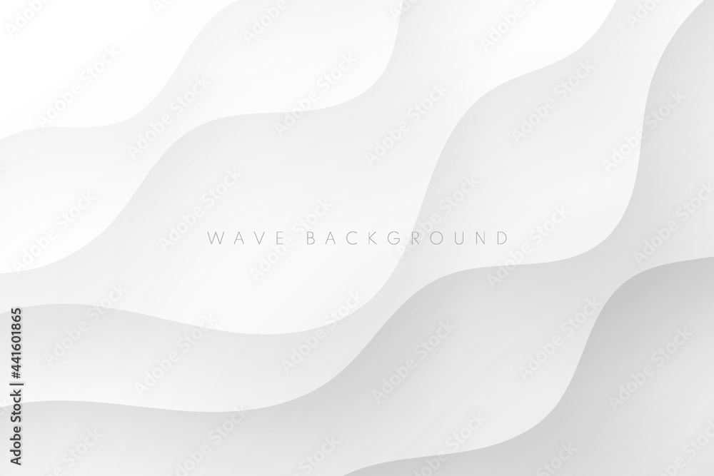 Abstract white and gray wavy shape layers on background. Modern and minimal curve pattern design. You can use it to cover brochure templates, posters, banner web, print ads, etc. Vector illustration - obrazy, fototapety, plakaty 