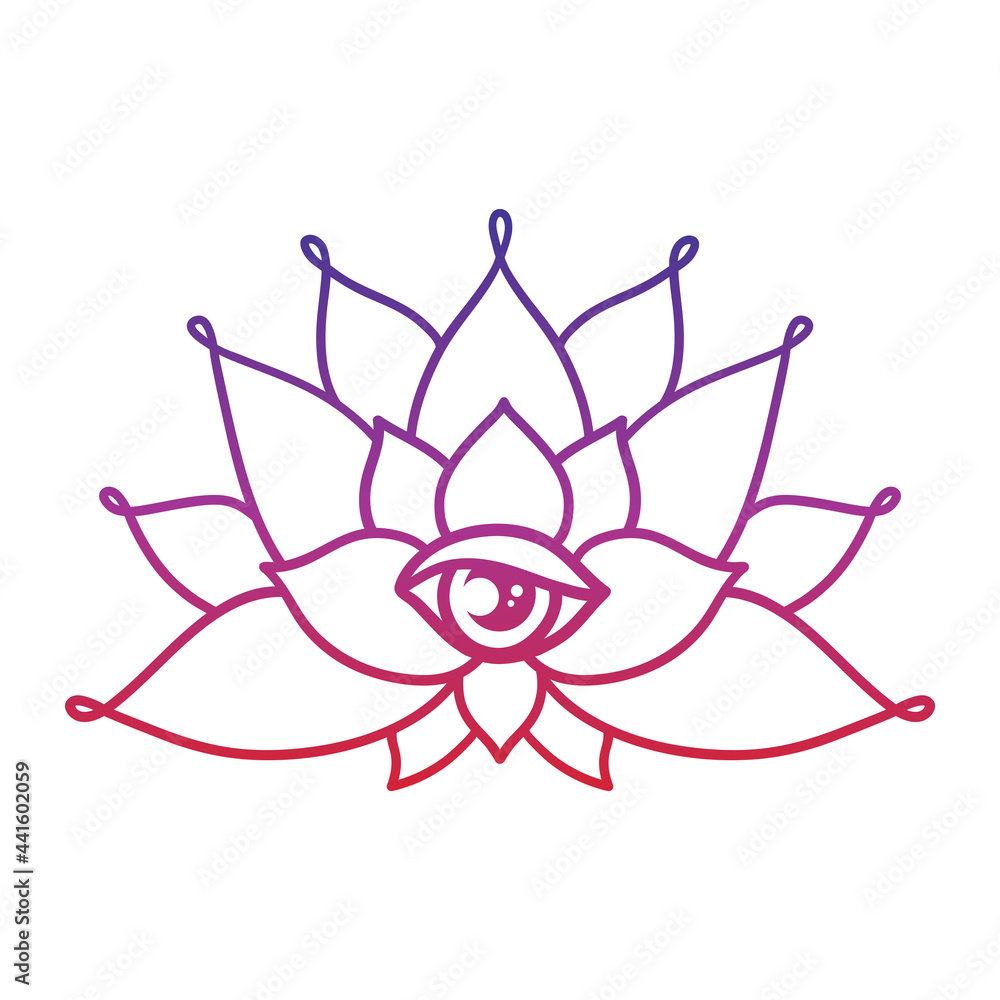 Hand drawn lotus flower tattoo design with third eye. Graphic mandala pattern Hand drawn lotus flower tattoo design with third eye. Graphic mandala pattern