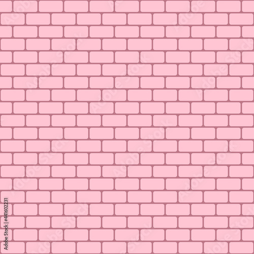 Pink brick wall background. Seamless repeating pattern. Vector illustration.