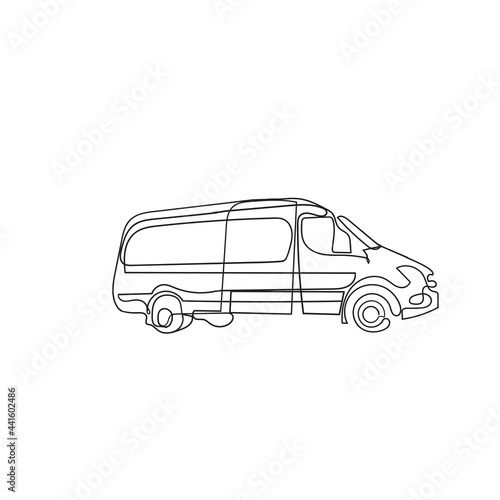 hand drawn doodle transport delivery van illustration vector isolated