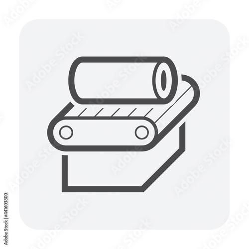 Metallurgy or metallurgical production industry vector icon. Consist of hot casting metal, iron or steel on mill production line. Manufacturing process in foundry, furnace or factory plant. 64x64 px.
