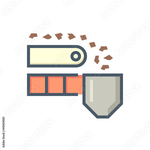 Mining processing industry vector icon. Industrial machine, equipment with conveyor belt. To transport, sorting and carry raw material from quarry i.e. ore, coal, rock to factory plant. 64x64 pixel.