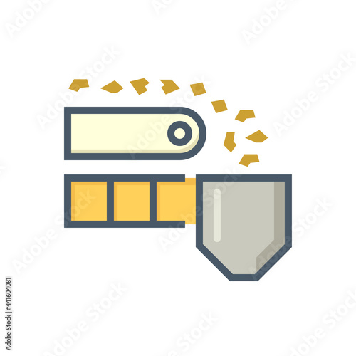 Mining processing industry vector icon. Industrial machine, equipment with conveyor belt. To transport, sorting and carry raw material from quarry i.e. ore, coal, rock to factory plant. 64x64 pixel.