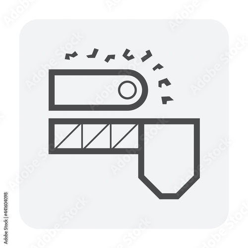 Mining processing industry vector icon. Industrial machine, equipment with conveyor belt. To transport, sorting and carry raw material from quarry i.e. ore, coal, rock to factory plant. 64x64 pixel.