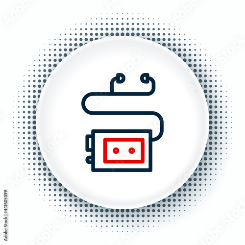 Line Museum audio guide icon isolated on white background. Headphones for excursions. Colorful outline concept. Vector