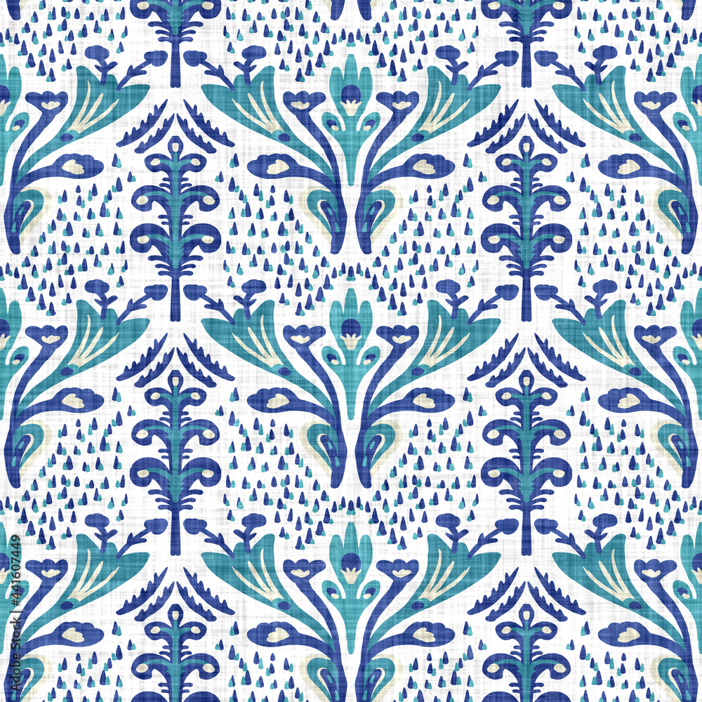 Azure blue floral linen texture background. Seamless abstract textile effect. Flower aqua melange dye pattern. Coastal cottage decor, modern sailing fashion or soft furnishing repeat cotton print
Azure blue floral linen texture background. Seamless abstract textile effect. Flower aqua melange dye pattern. Coastal cottage decor, modern sailing fashion or soft furnishing repeat cotton print