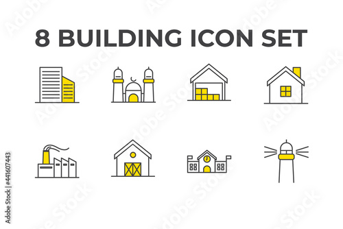 building set icon, isolated building set sign icon, vector illustration