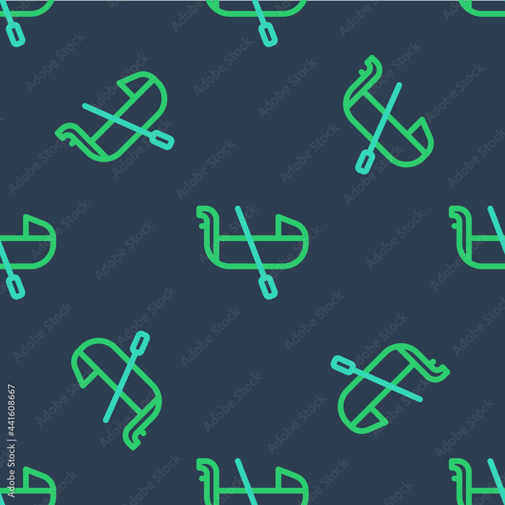 Line Gondola boat italy venice icon isolated seamless pattern on blue background. Tourism rowing transport romantic. Vector Line Gondola boat italy venice icon isolated seamless pattern on blue background. Tourism rowing transport romantic. Vector