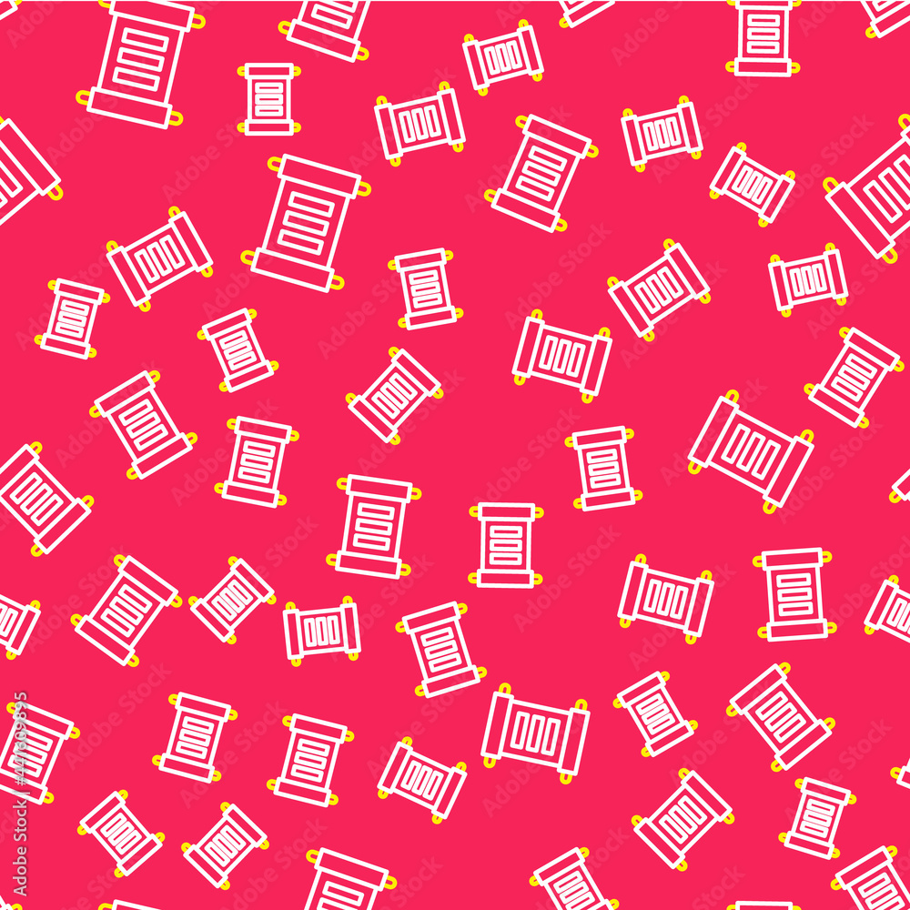 Line Decree, paper, parchment, scroll icon icon isolated seamless pattern on red background. Vector Line Decree, paper, parchment, scroll icon icon isolated seamless pattern on red background. Vector
