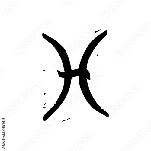 Pisces sign zodiac astrology vector linocut print illustration