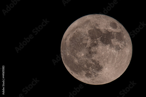 Strawberry Moon June 2021 with Black Sky