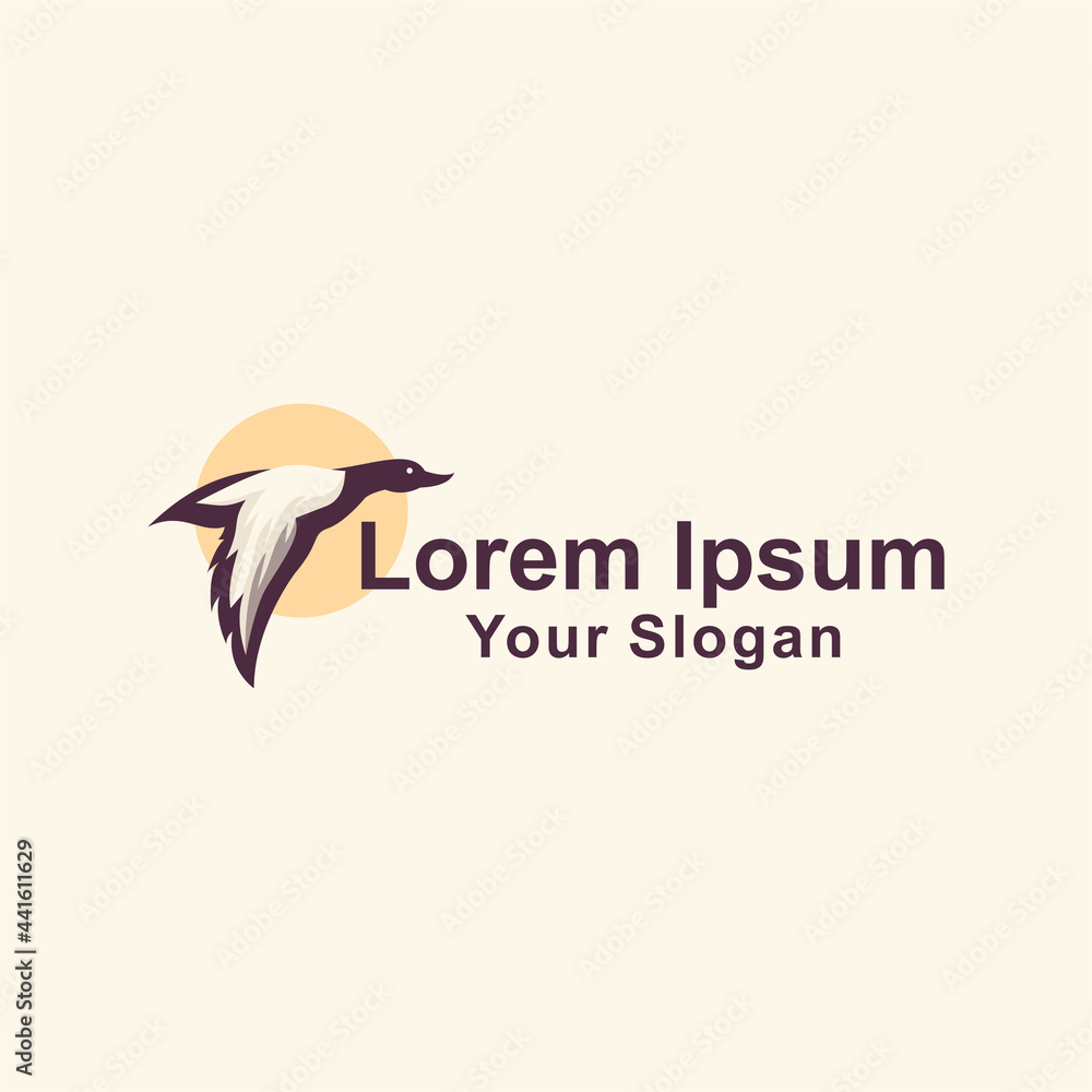 Obraz premium flying duck illustration design Unique, simple and modern, perfect for your business symbol