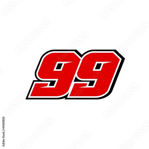Racing star number 99 isolated on white background
