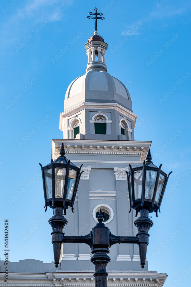 Catholic Cathedral of Santiago de Cuba city, Cuba. Exterior architectural details
