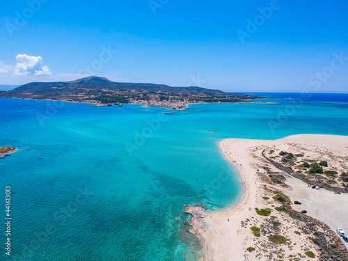 Fototapeta Naklejka Na Ścianę i Meble -  Iconic aerial view over the oldest submerged lost city of Pavlopetri in Laconia, Greece. About 5,000 years old Pavlipetri is the oldest city in the Mediterranean sea