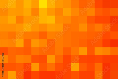 Abstract pixel orange background. Gold geometric texture from squares. Vector pattern of square orange pixels. A backing of mosaic squares. Vector illustration