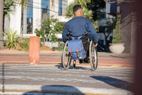 Фототапет disabled person finishing to cross the street.