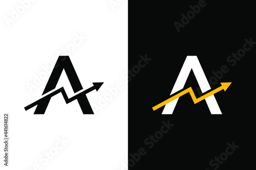 Letter A with chart arrow up concept. Very suitable in various business purposes, also for icon, symbol, logo name and many more.