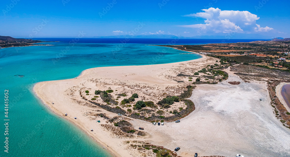 Iconic aerial view over the oldest submerged lost city of Pavlopetri in Laconia, Greece. About 5,000 years old Pavlipetri is the oldest city in the Mediterranean sea