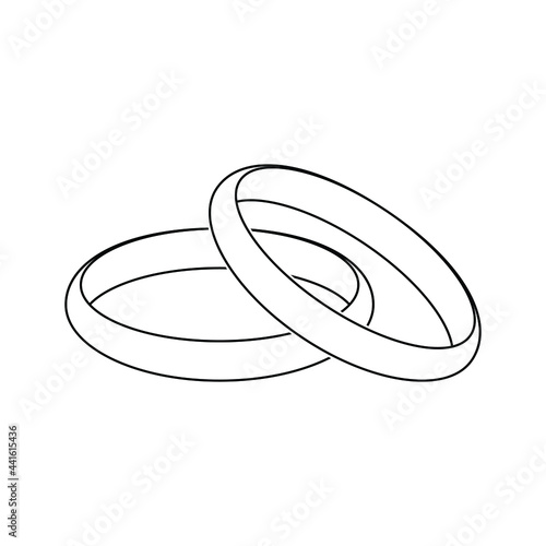 Обручальные кольца контур. Wedding rings contour. Vector drawing.