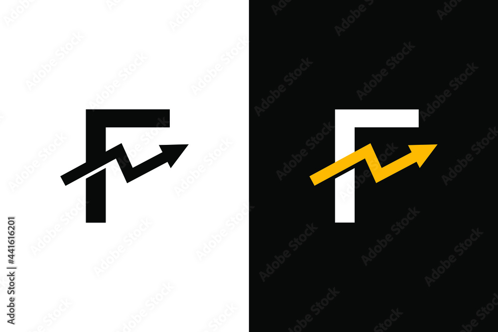 Letter F with chart arrow up concept. Very suitable in various business purposes, also for icon, symbol, logo name and many more. Letter F with chart arrow up concept. Very suitable in various business purposes, also for icon, symbol, logo name and many more.
