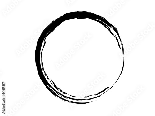 Grunge artistic circle made of black ink.Grunge oval shape made for marking.