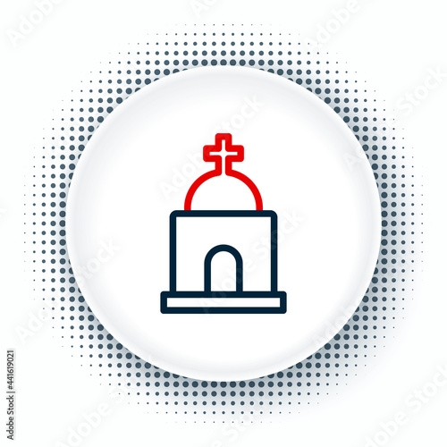 Line Old crypt icon isolated on white background. Cemetery symbol. Ossuary or crypt for burial of deceased. Colorful outline concept. Vector