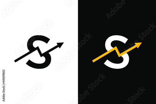 Letter S with chart arrow up concept. Very suitable in various business purposes, also for icon, symbol, logo name and many more.
