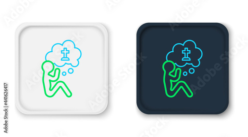 Line Man graves funeral sorrow icon isolated on white background. The emotion of grief, sadness, sorrow, death. Colorful outline concept. Vector