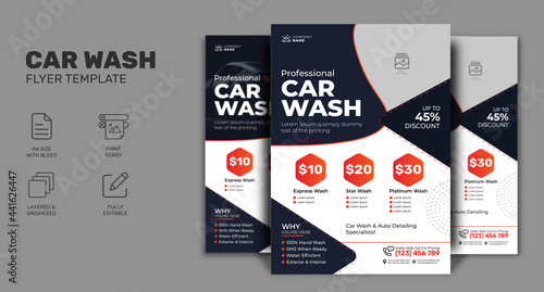 Modern Car Wash Flyer, Car Detailing, Auto Detailing Flyer, Car Wash poster |  Car Cleaning Service Leaflet Design. Business Promotion Poster.  Car Maintenance Flyer