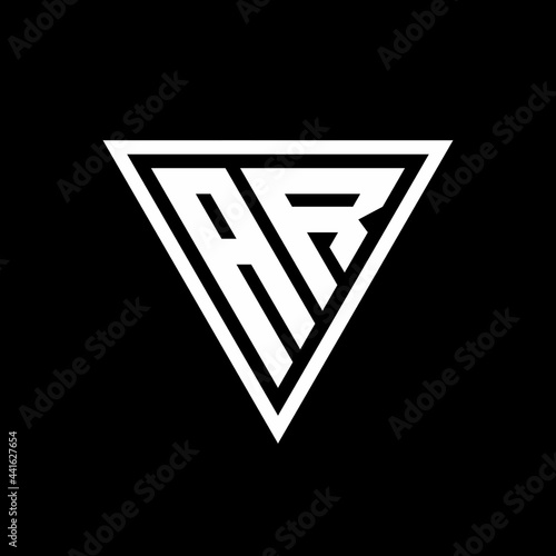 AR Logo monogram with triangle shape designs template