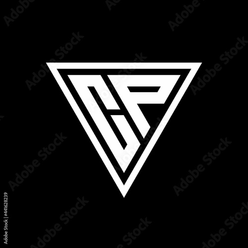 CP Logo monogram with triangle shape designs template