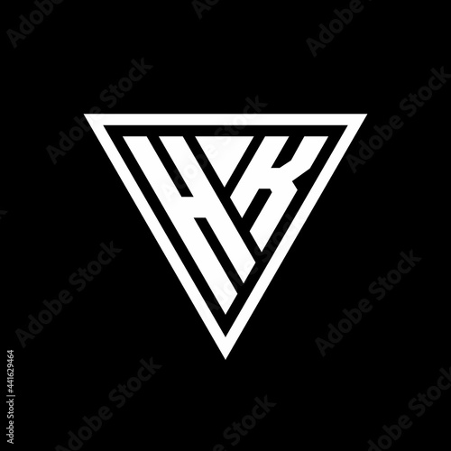 HK Logo monogram with triangle shape designs template