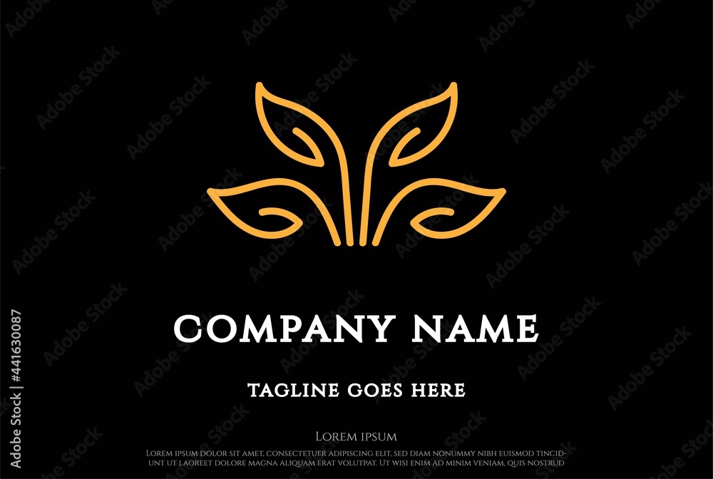 Obraz premium Simple Minimalist Elegant Luxury Plant Flower Leaf Garden Nature Logo Design Vector