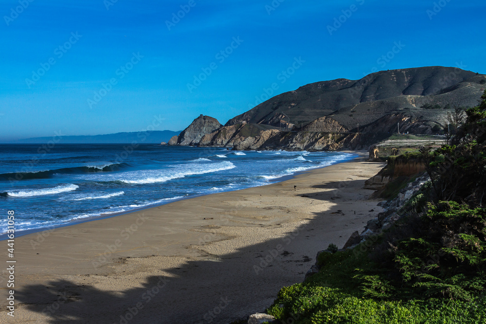view of the coast of the California beach ocean