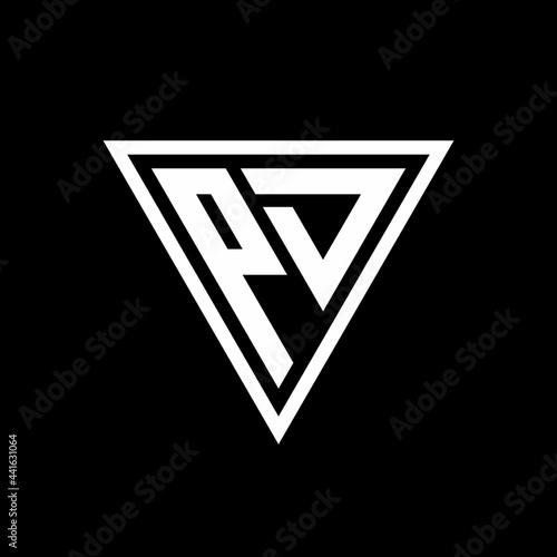 PD Logo monogram with triangle shape designs template