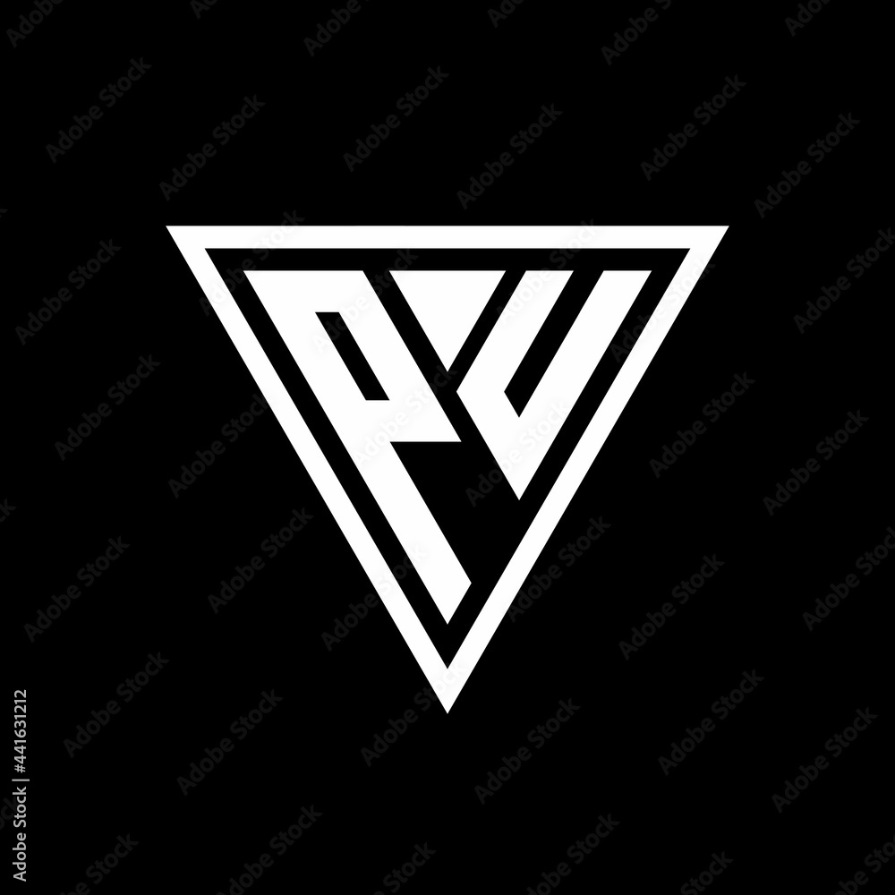 PU Logo monogram with triangle shape designs template PU Logo monogram with triangle shape designs template