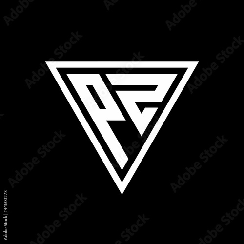 PZ Logo monogram with triangle shape designs template