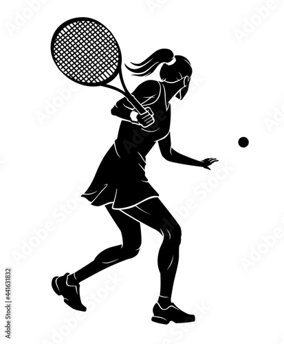 Female Tennis Player, Back View Silhouette