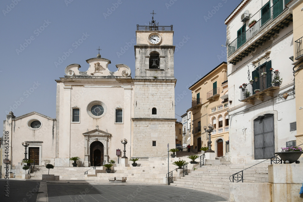 The square and cathedral of Candela, a mediterranean village of Puglia region, Italy.