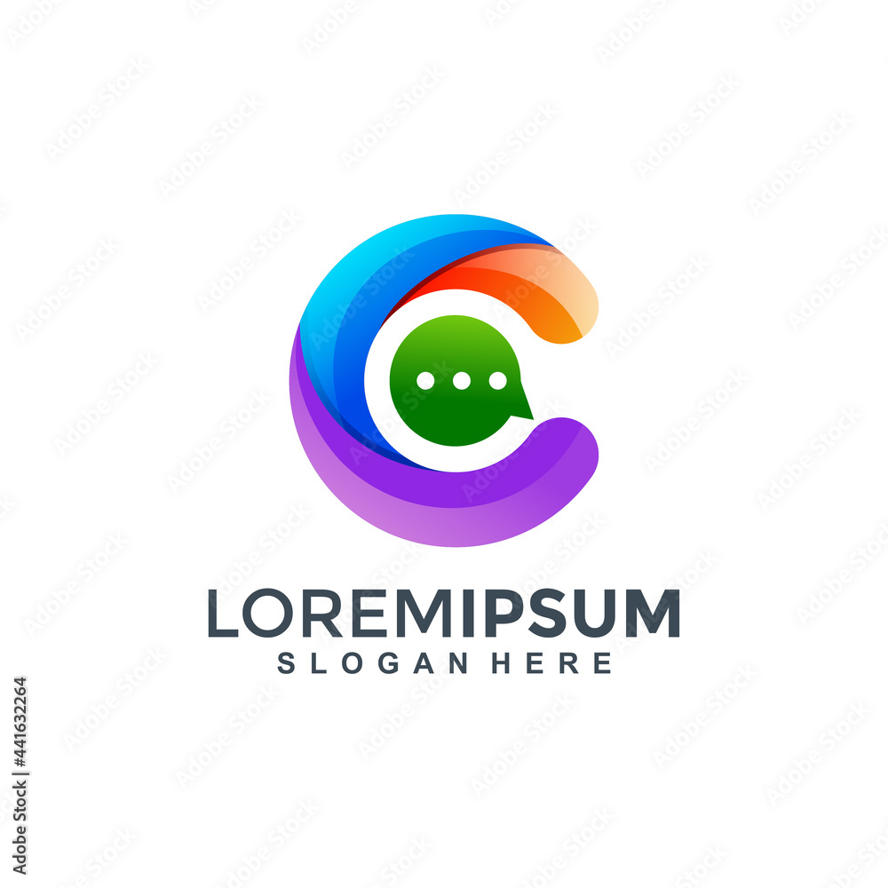Letter c logo and chat design communication Letter c logo and chat design communication