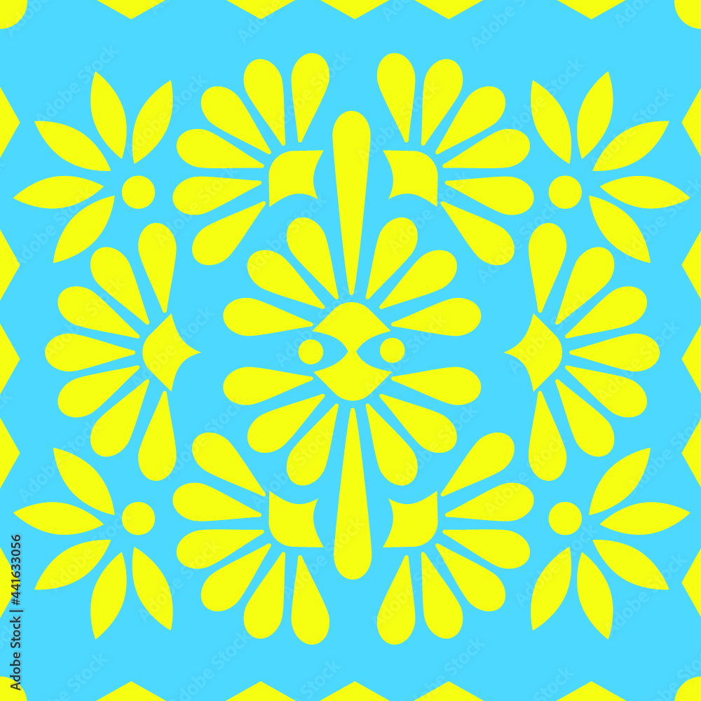 Tropical vector pattern illustration on blue background