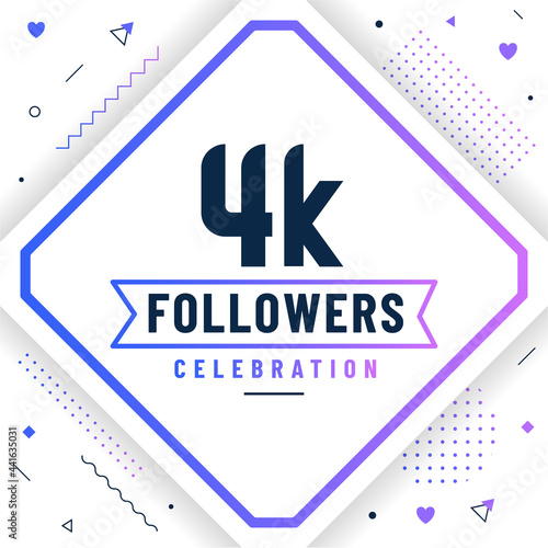 Thank you 4K followers, 4000 followers celebration modern colorful design.