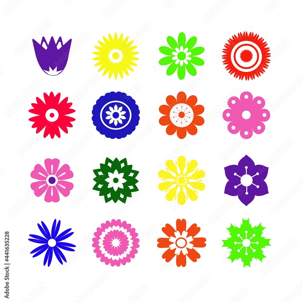 A set of flowers for stickers, labels, gift paper.