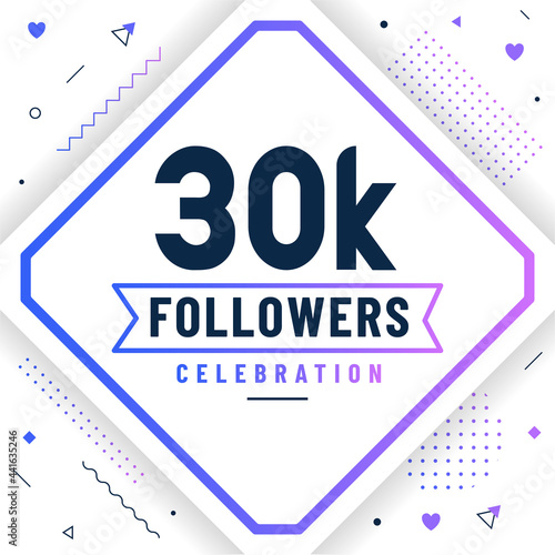 Thank you 30K followers, 30000 followers celebration modern colorful design.