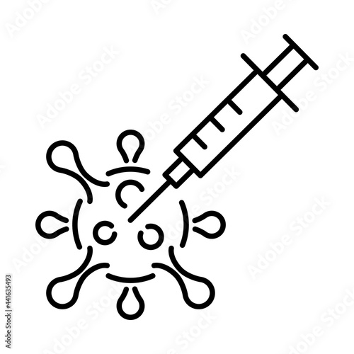 A simple linear icon of the coronavirus vaccine
